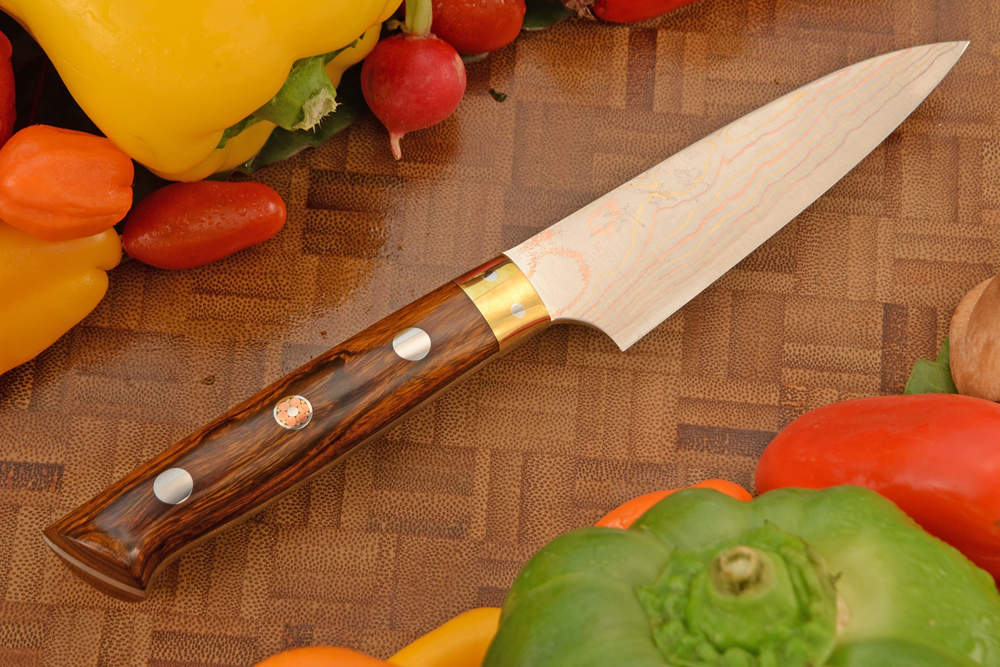 Yushoku Paring Knife (Petty) - 85mm (3-1/3in) - with Ironwood and Brass