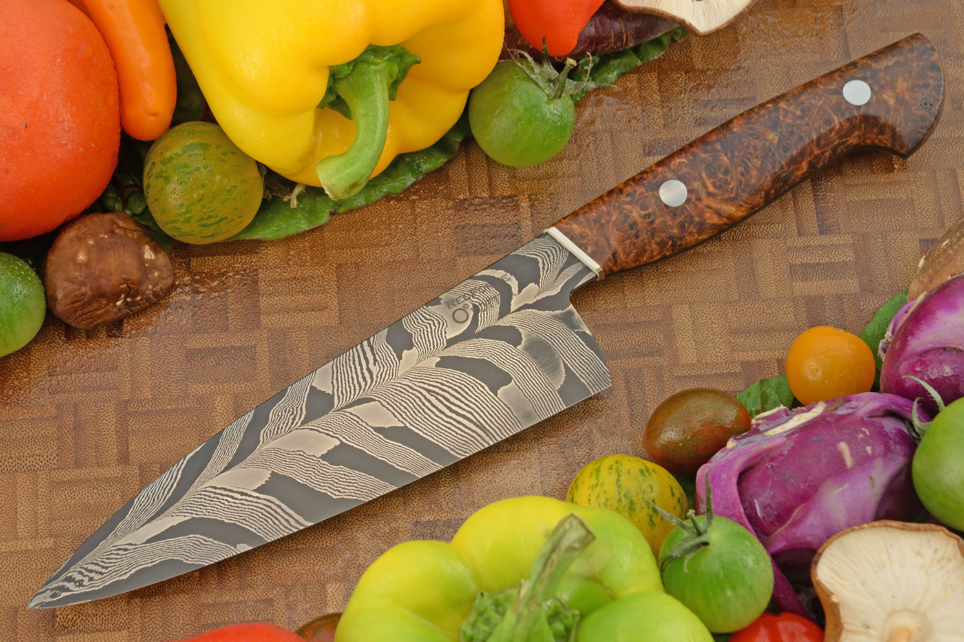 Mosaic Damascus Chef's Knife (6-2/3 in.) with Maple Burl