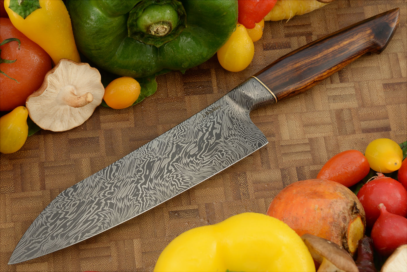 Integral Damascus Chef's Knife (7in.) with Ironwood