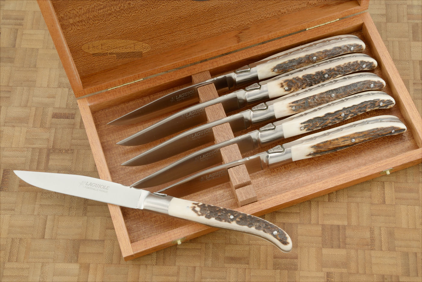 Laguiole Steak Knives, Set of 6 with Stag