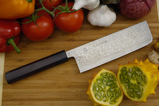 Sakon Damascus Vegetable Knife - Nakiri - 6 1/3 in.