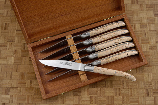 Laguiole Steak Knives, Set of 6 with Masur Birch