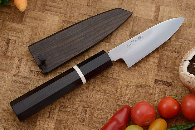 Honyaki Paring Knife - Petty, 90mm (3 1/2 in) with Saya