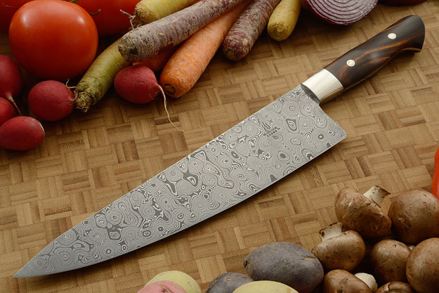 Damascus Chef's Knife with Ironwood (10-1/2 inches)