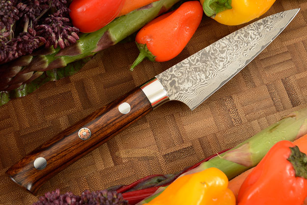Damascus Paring Knife (Petty) - 85mm (3-1/3in) - with Ironwood